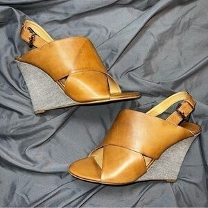 Tony Bianco Tan Leather Strappy Wedge Sandals, NWT, Size 9